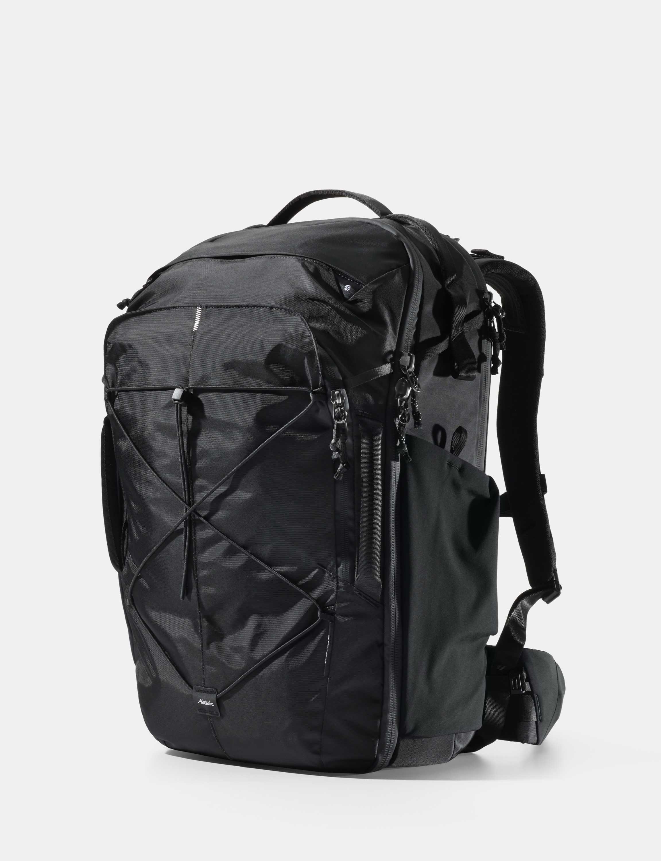 Rucksack, Nylon, Schwarz, Vorgebundelte Außentaschen, Kordelzug-Außentaschen