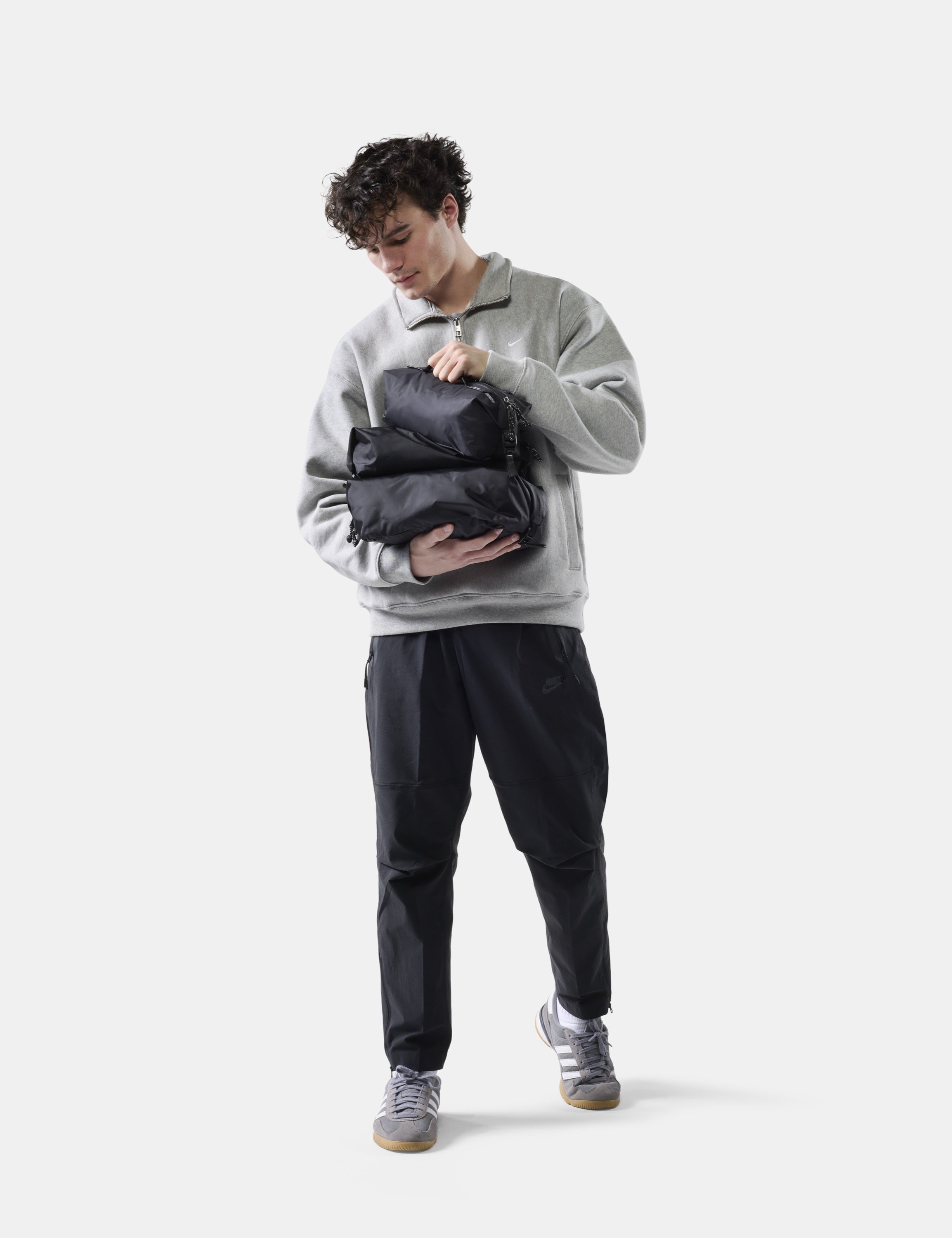Hose, Herrenhose, Cargohose, Schwarz, Sweatshirt-Set