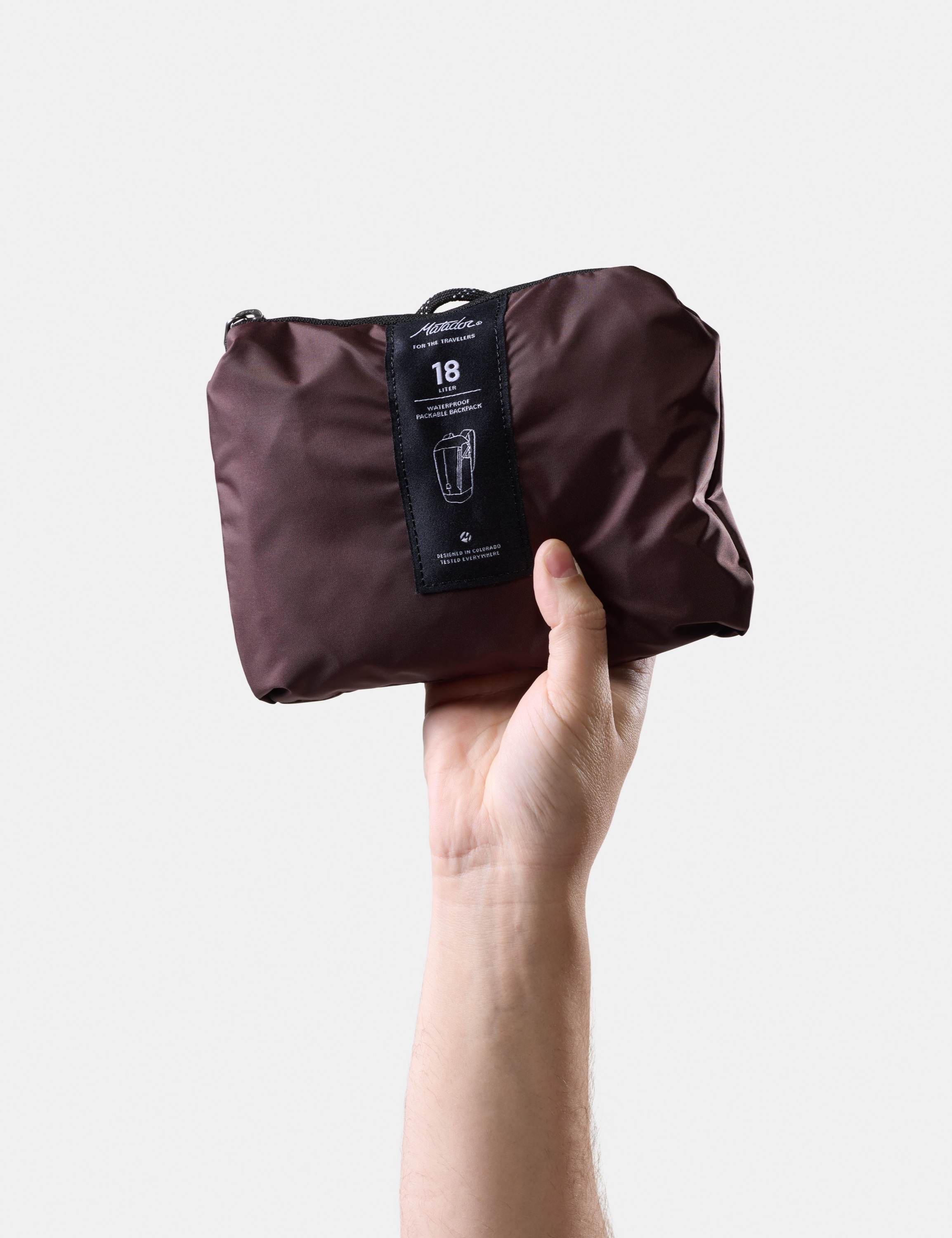 reisedose, klein, braun, faltbare tasche, packable bag