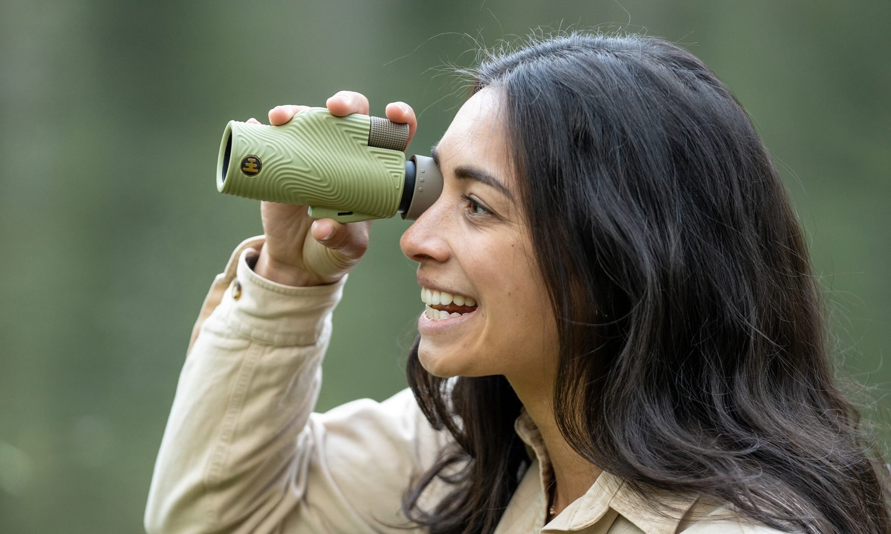 Fernglas, Kompaktgerät, Grünes Objektiv, Camouflage-Grün, Outdoor-Gläser