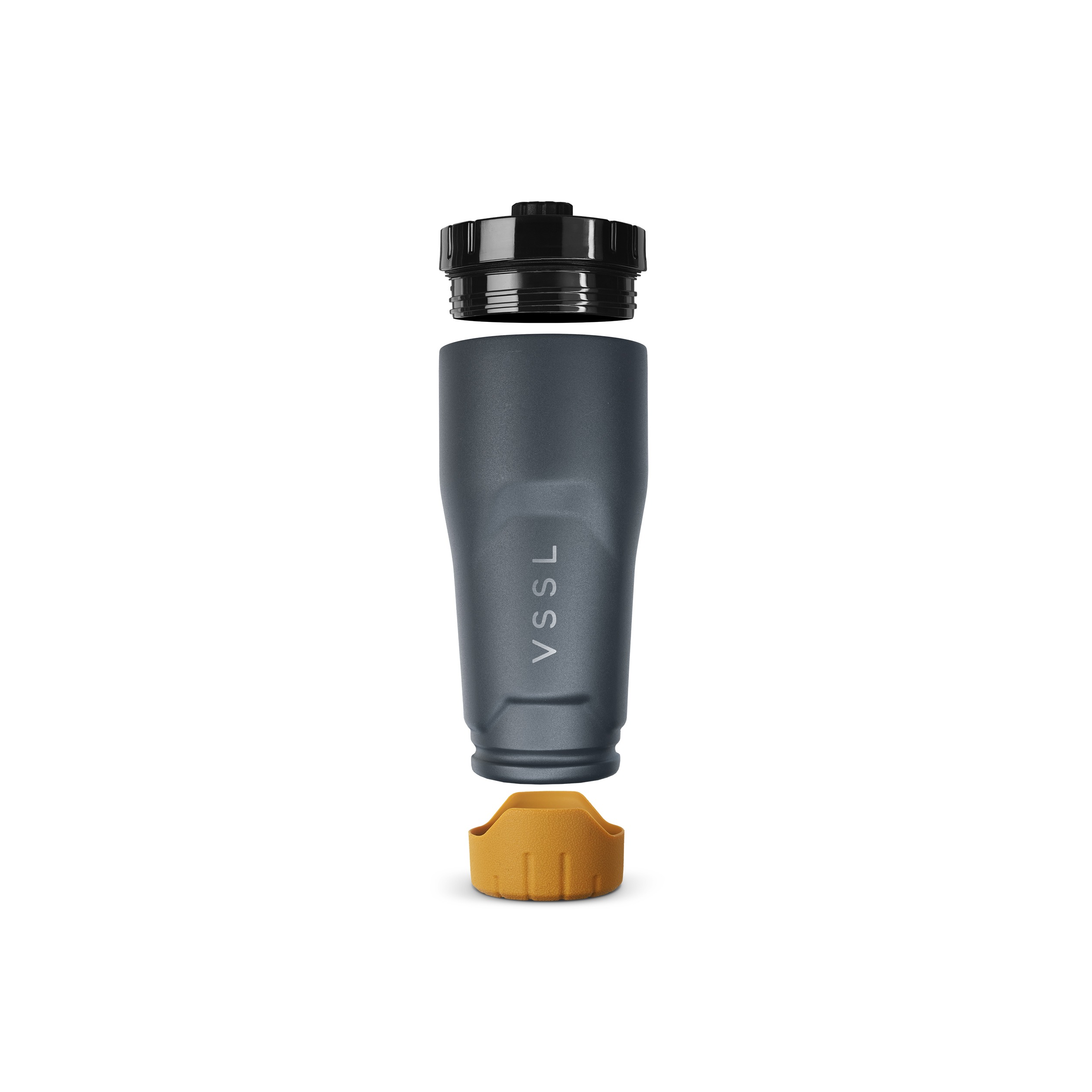 Thermosflasche, Edelstahl, Dunkelgrau, Schraubverschluss, Zerlegbares Design