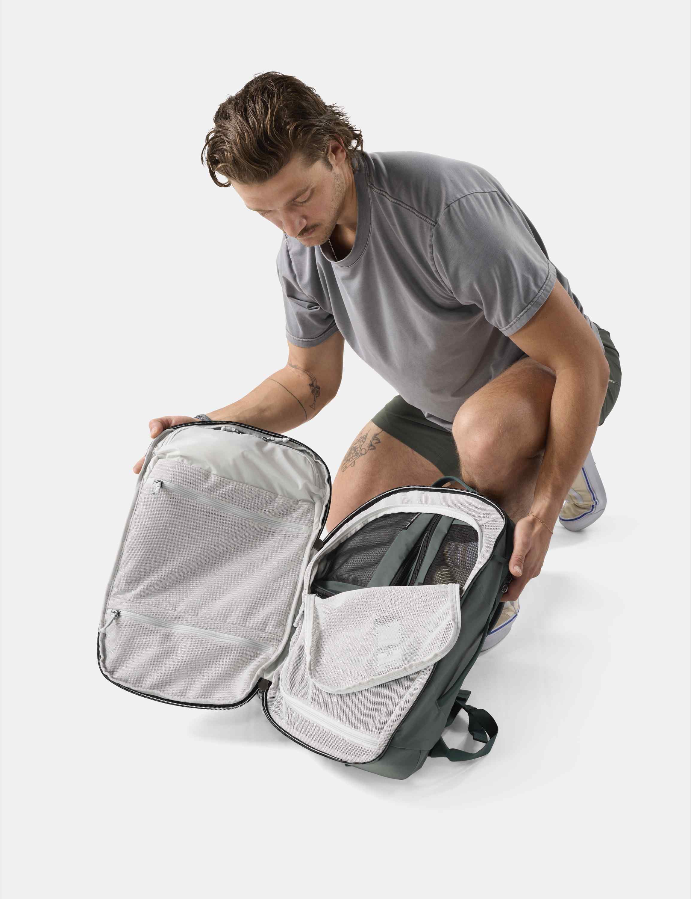 Rucksack, Reisetasche, Rucksack Innenfächer, Reisetasche, Graues Außenmaterial