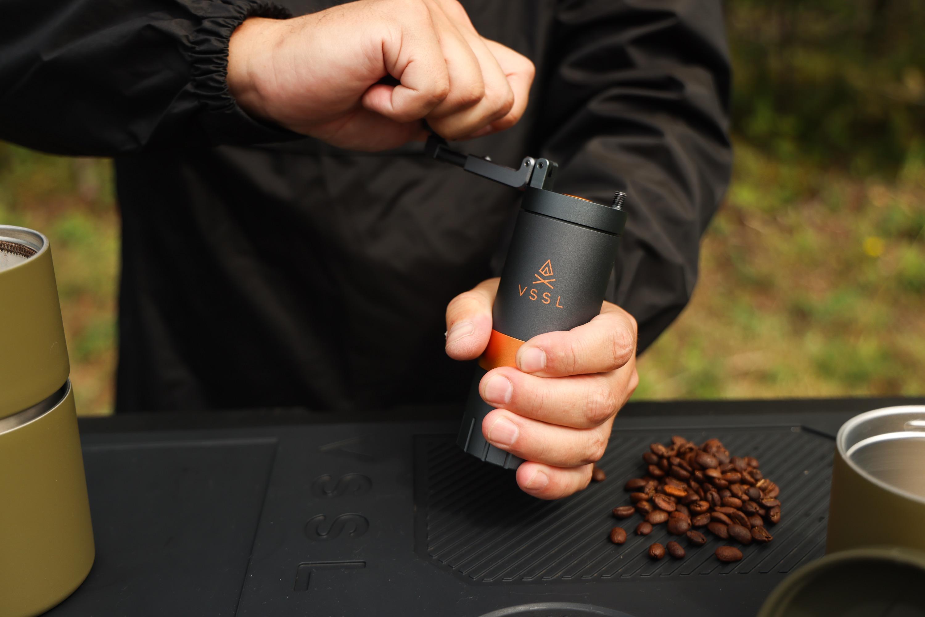 kaffee mahlwerk, mühlen, tragbar, schwarz, orange akzent