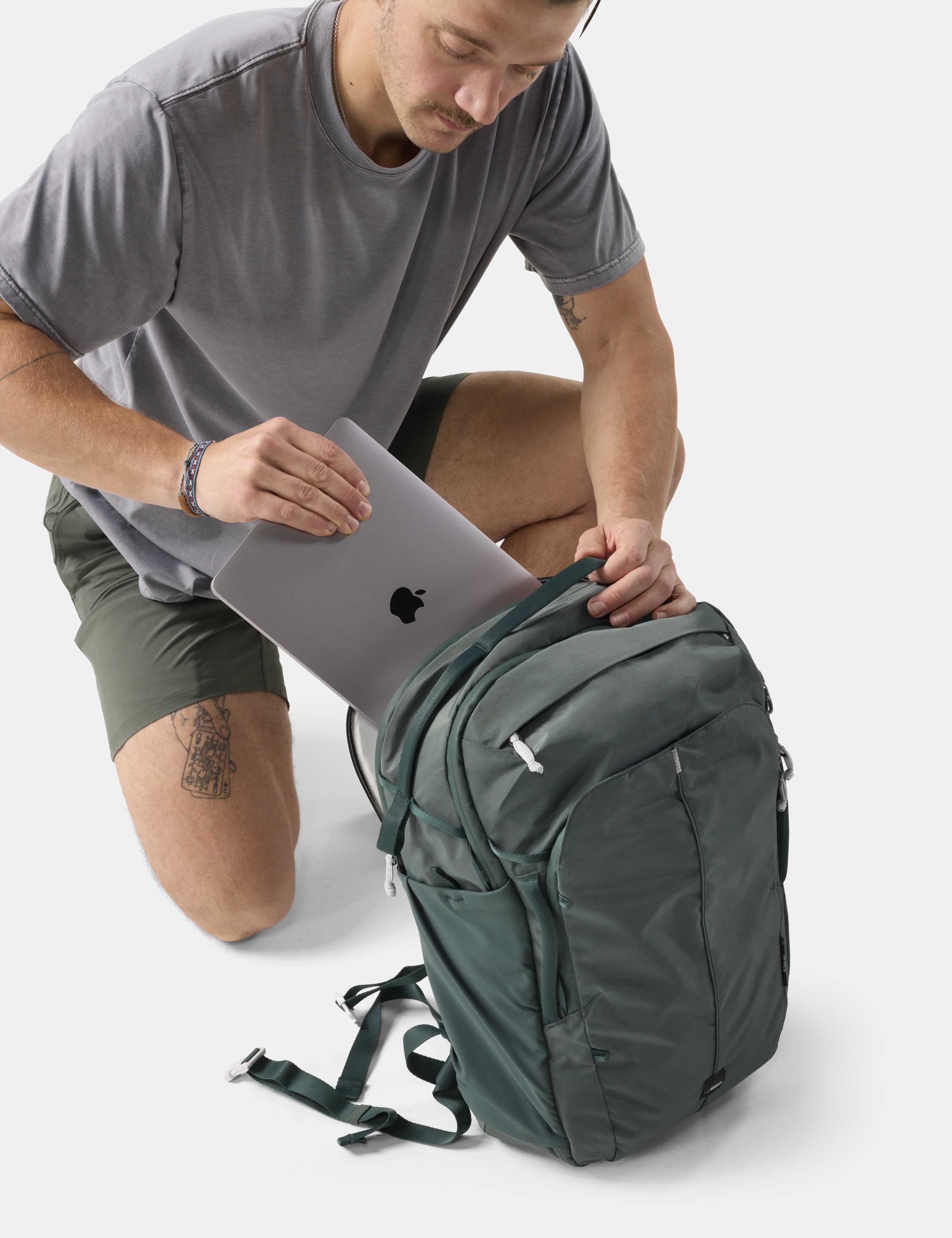 Rucksack, Rucksack, Laptop-Hülle, Outdoor-Tasche, Grau-Grün