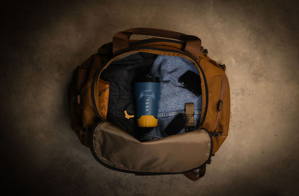 Reisetasche, Canvas, Braun, Reißverschluss, Tragegriffe