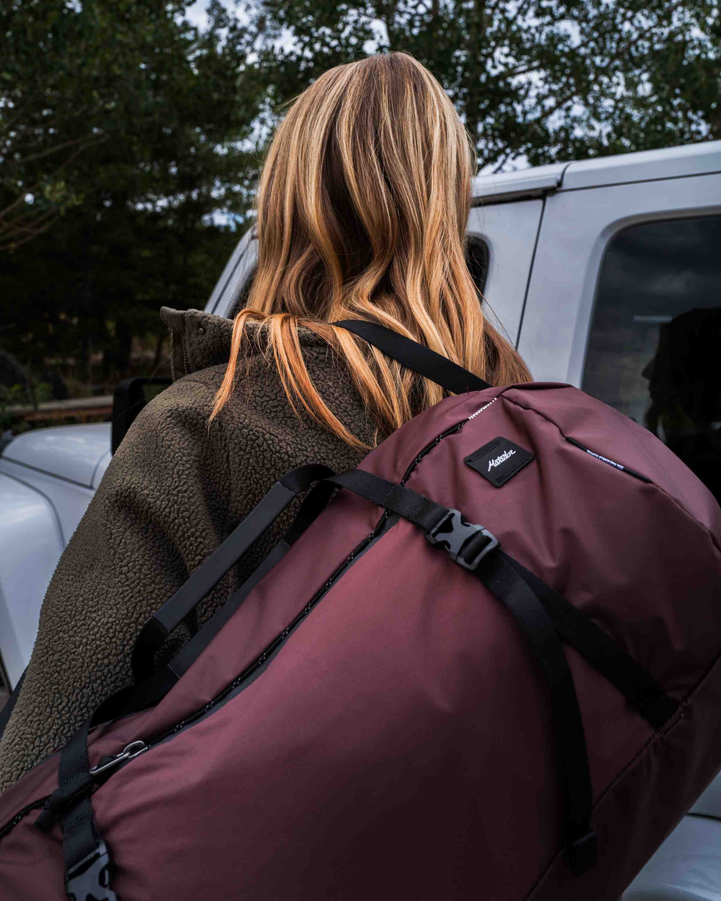 Rucksack, Rucksack, Burgunderrot, Reißverschluss, Tragegurt