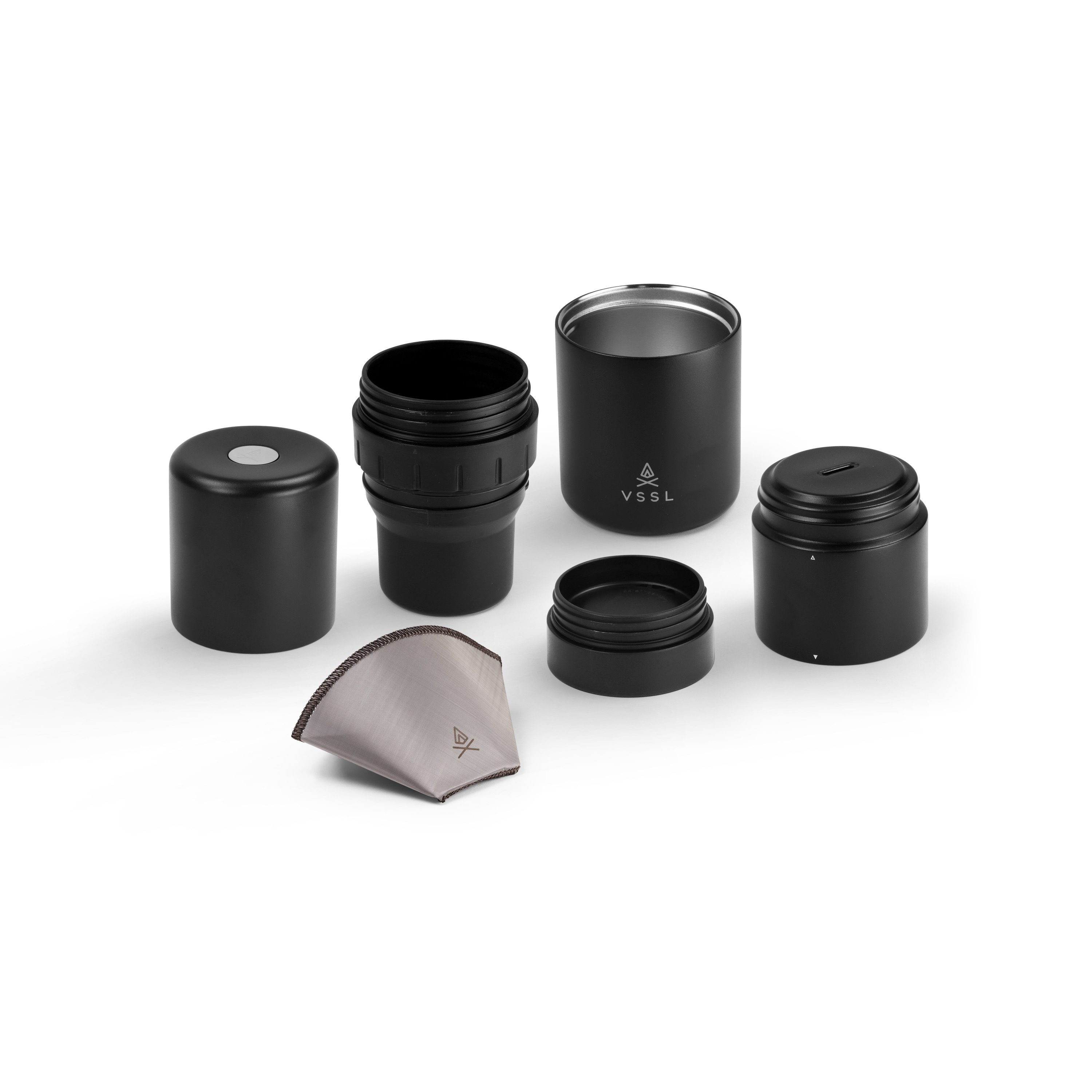Kaffeezubereiter, Kaffeefilter, Campingkaffee, schwarz, zerlegbar
