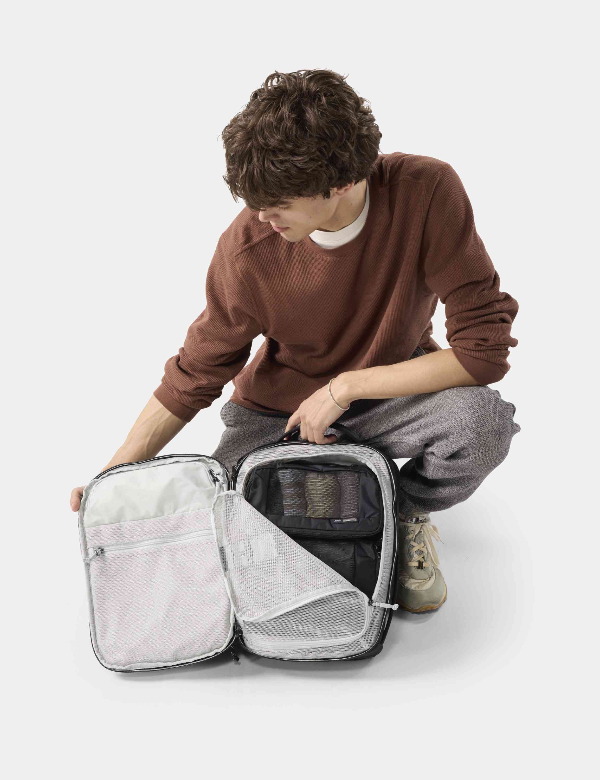 reisetasche, koffer, organizer, reisetasche innen, seite offen