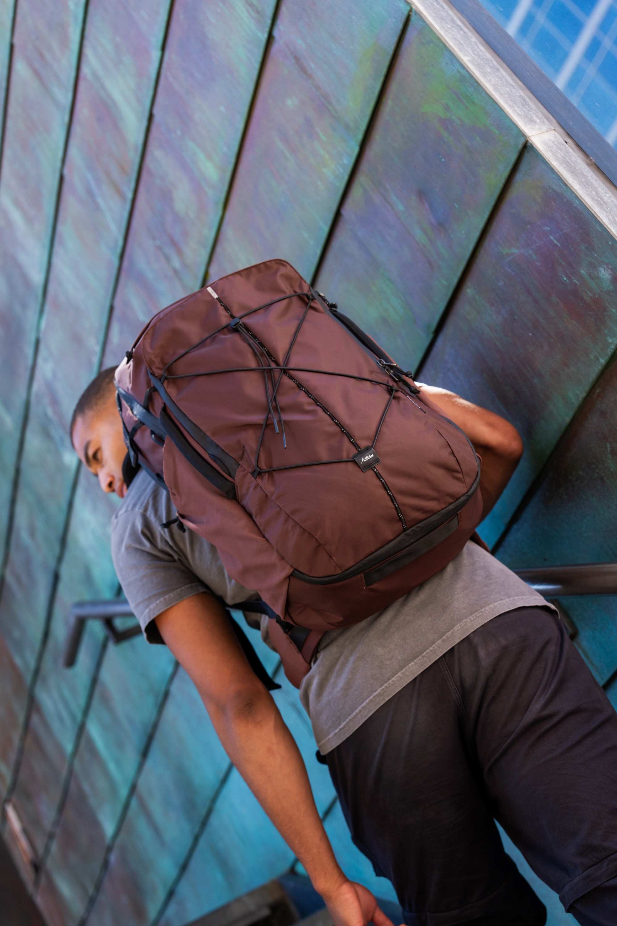 Rucksack, Backpack, Braun, Kordelnetz, Tragesystem