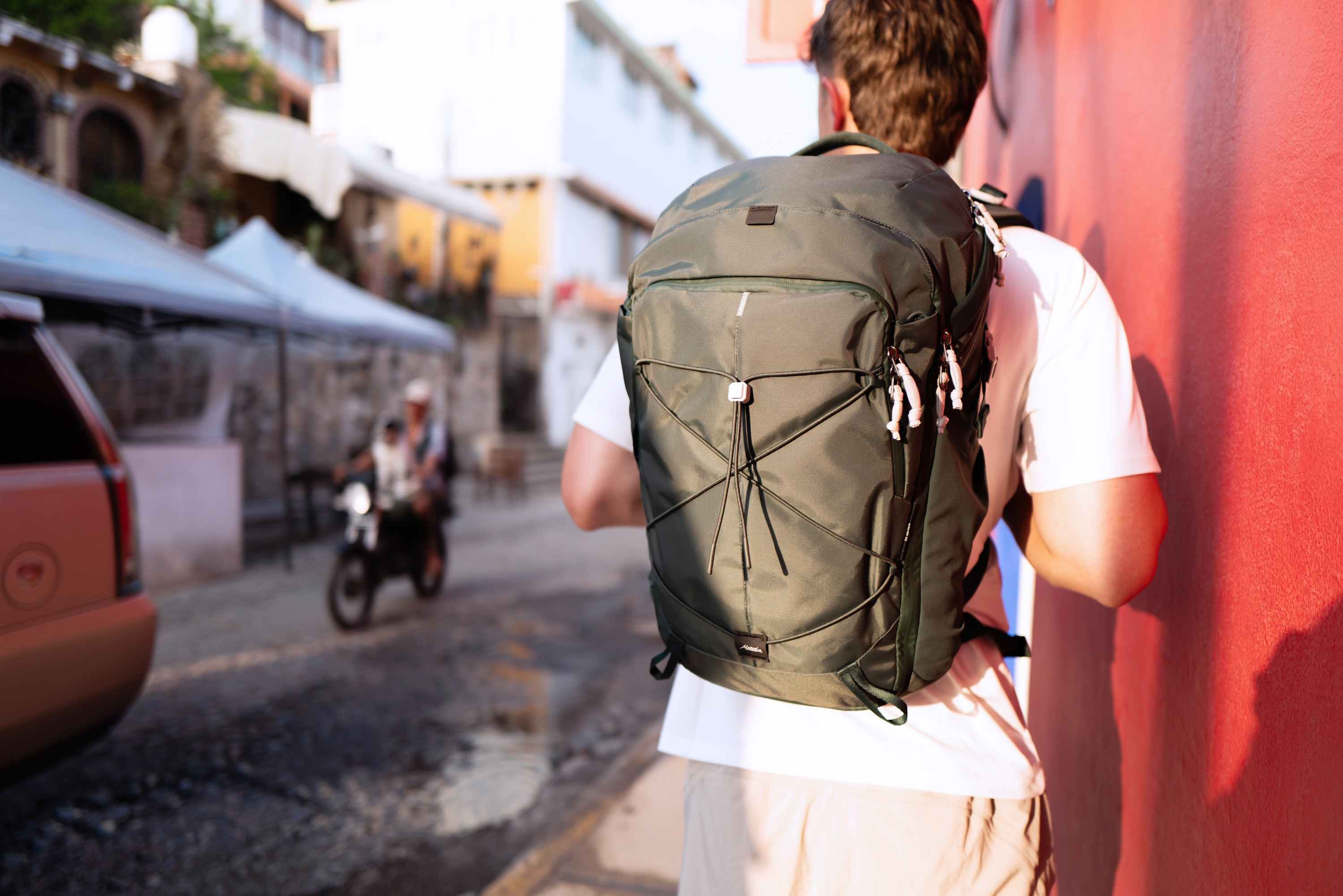 Rucksack, Rucksäcke, Olivgrün, Outdoor, Bungee-Seile