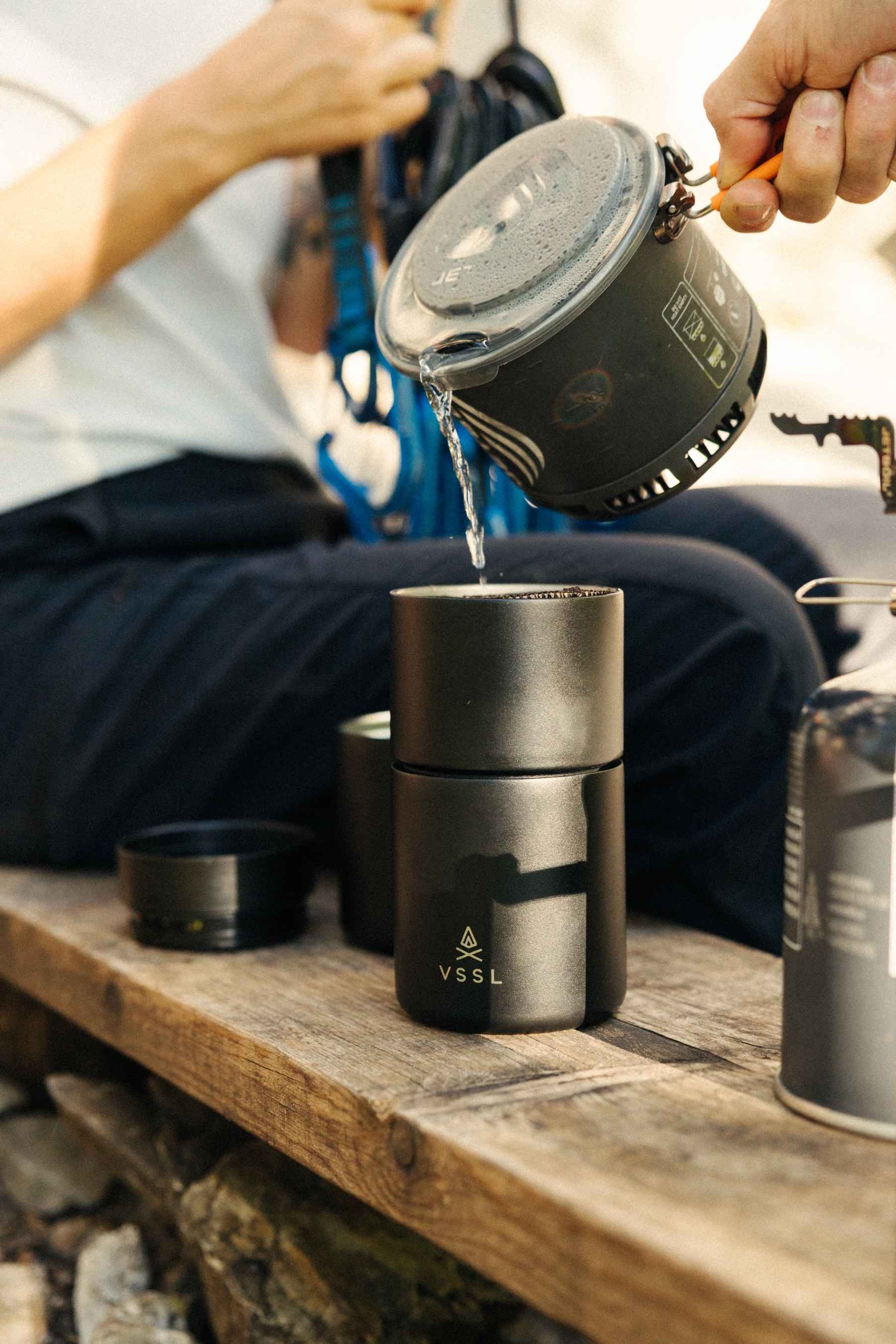 Camping-Kaffeebereiter, Kaffeemühle, Edelstahl, Kompaktes Design, Outdoor-Küche