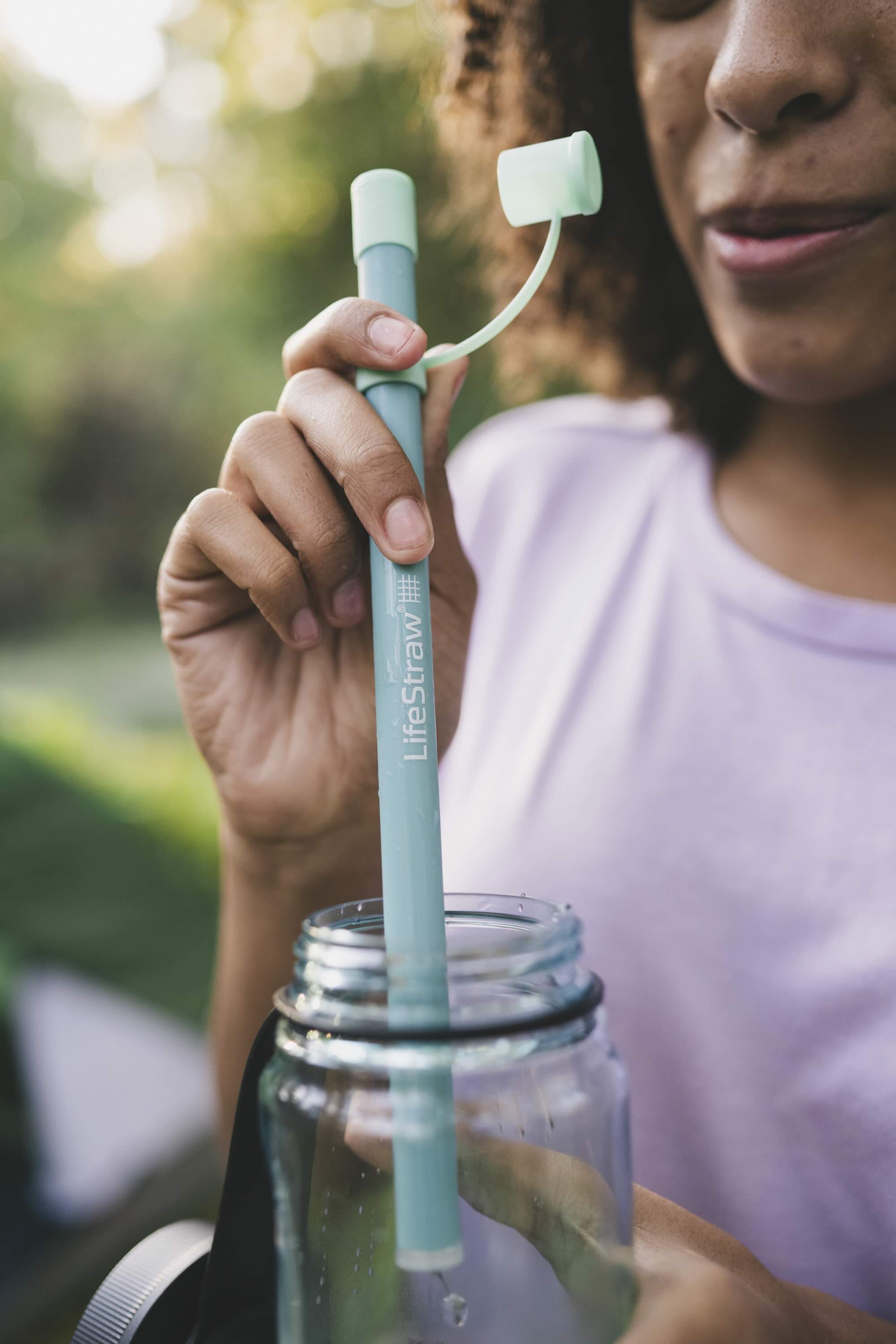 Strohhalm, Trinkhalm, Wasserflasche, Glasflasche, Lifestraw