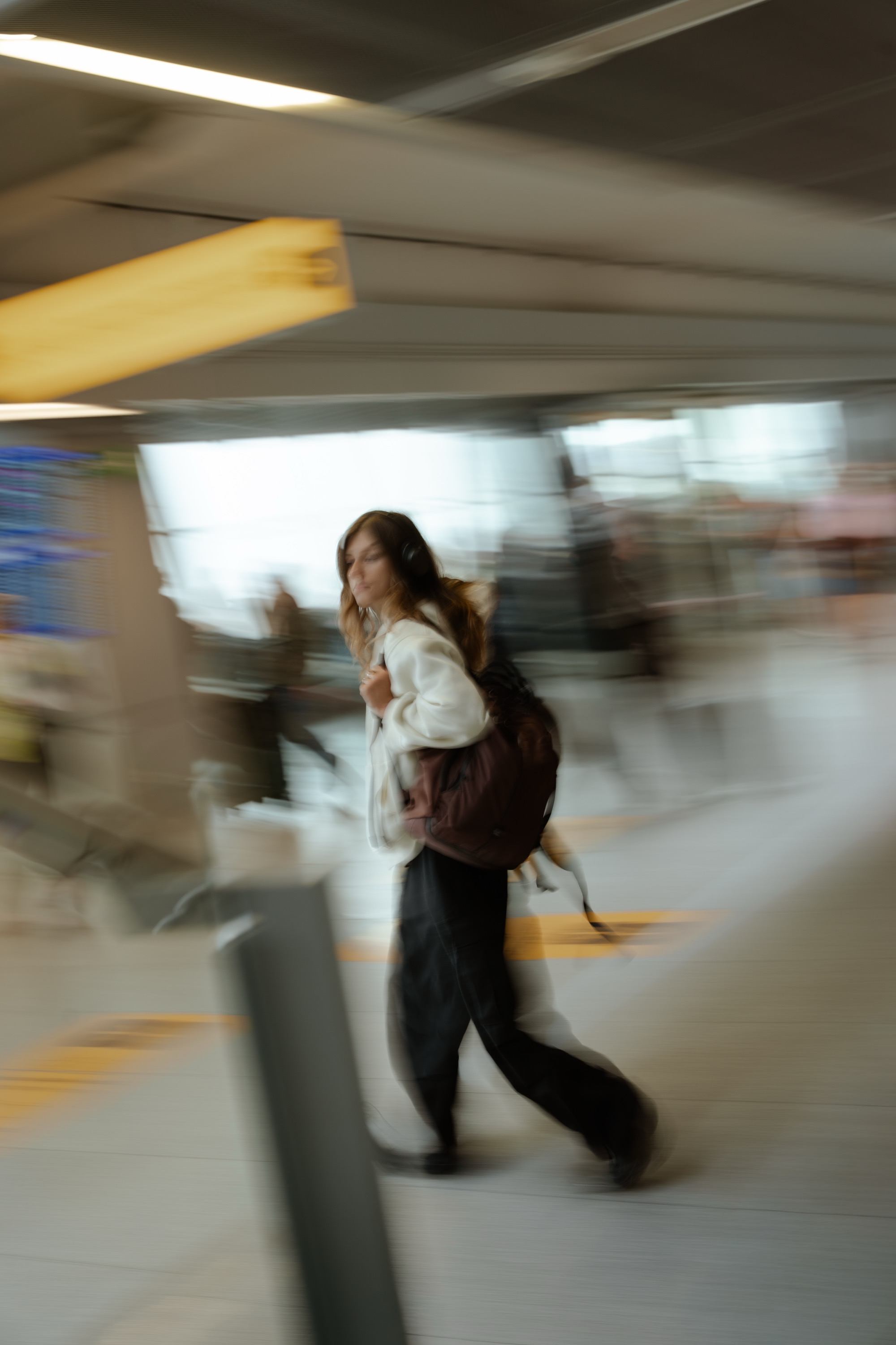 Rucksack, Frau, Bewegung, Flughafen, Casual