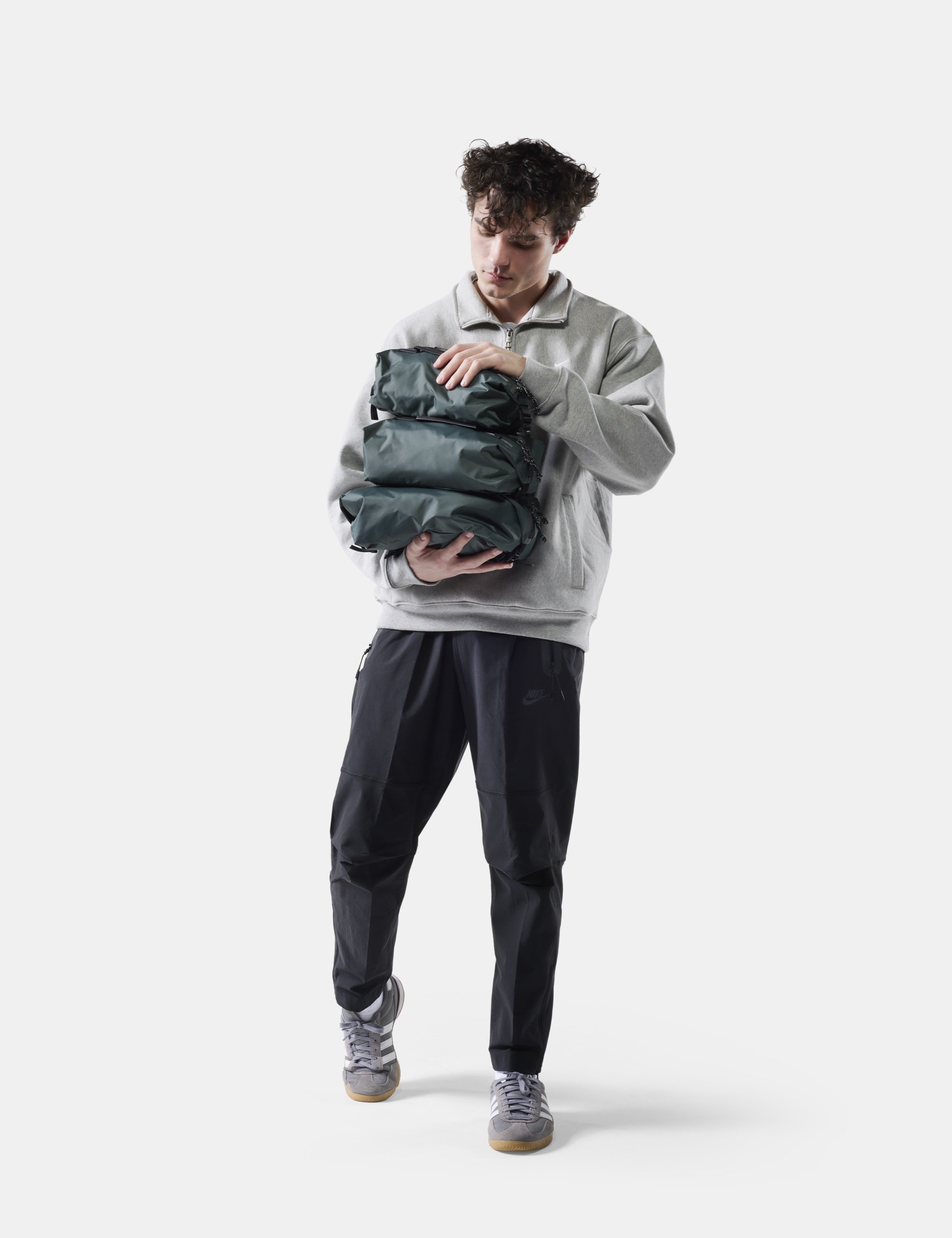 Jacket, Puffer, Backpack, Grey, Casual wear